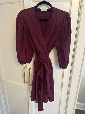Claudie Pierlot Maroon Wrap Mini Dress